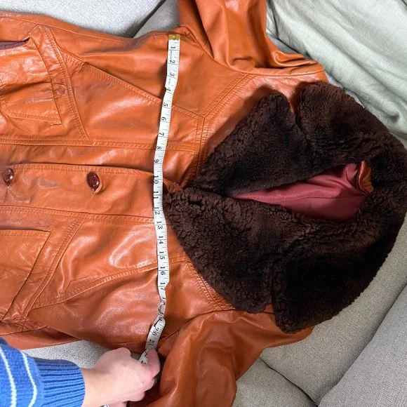 Vintage Leather Fur Collar Coat - Picture 4 of 13